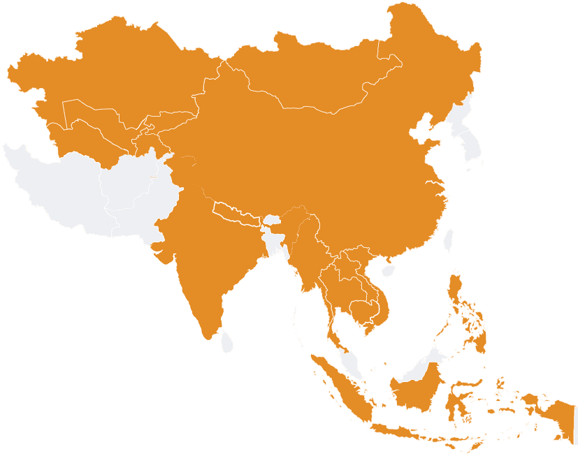 Countries in Asia with Land Area data